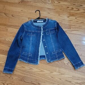 Q2 Ladies Frayed Hem Denim Jacket